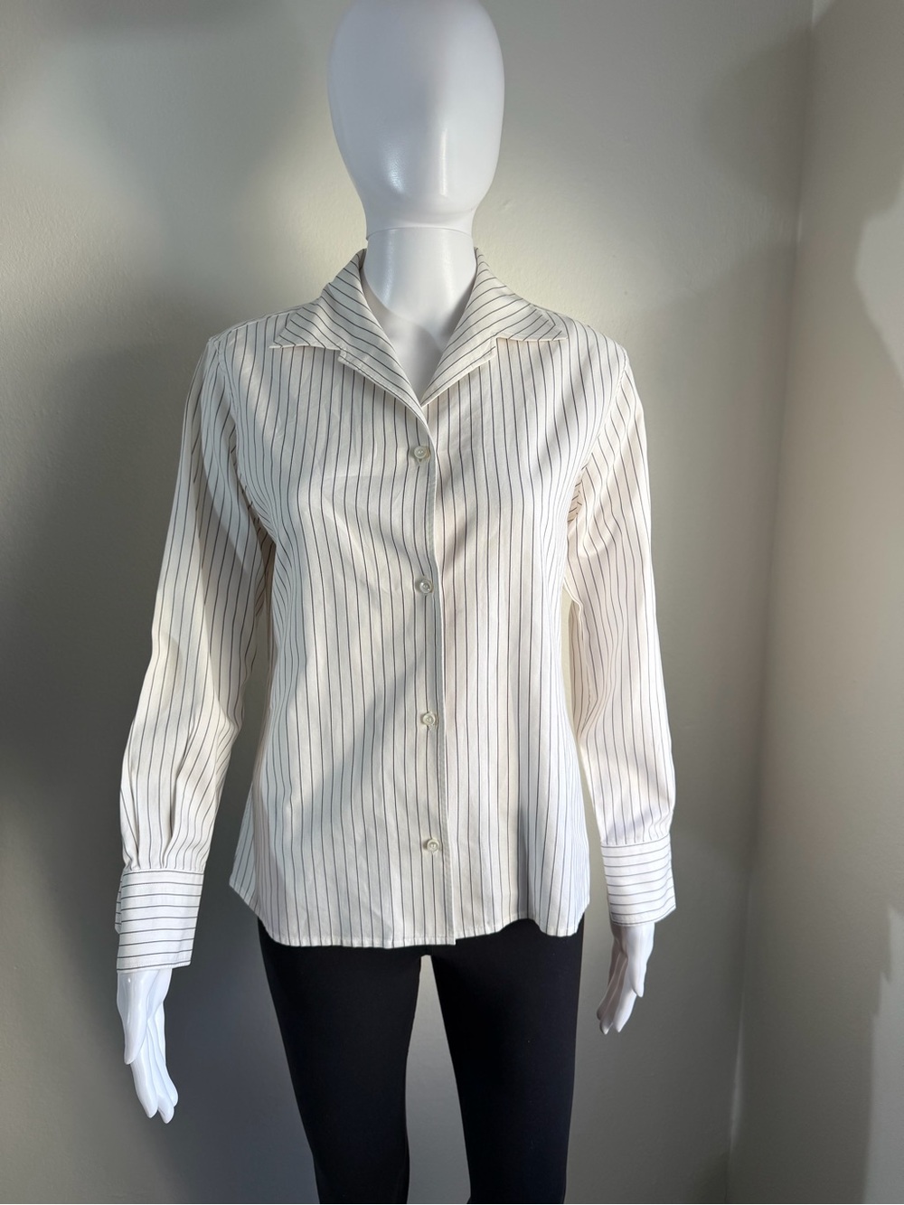 Loro Piana Ivory Button-Down Shirt with Pinstripes